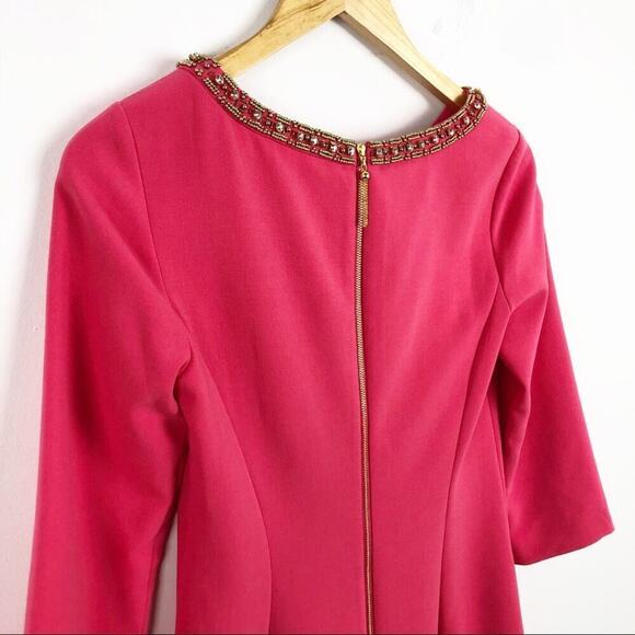 LILLY PULITZER Bronte Beaded Pink Shift Dress 2 Rhinestones Embellished Neckline - Picture 14 of 15